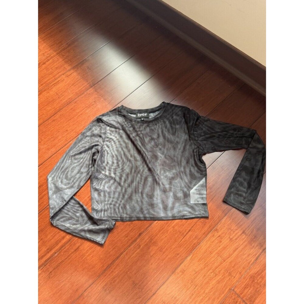 RipNDip Mesh Long Sleeve Crop Top Swirl Print M